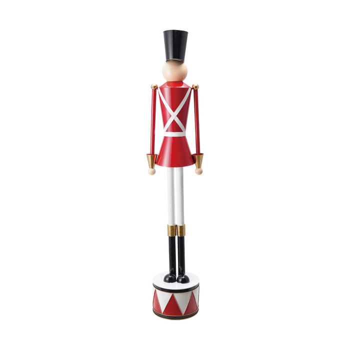 9-3/4"L x 8-1/4"W x 48-1/2"H Metal Soldier on Drum, Multi Color