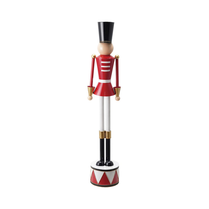 8-1/2"L x 7-1/2"W x 42"H Metal Soldier on Drum, Multi Color
