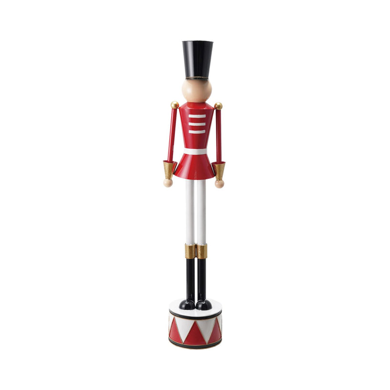 8-1/2"L x 7-1/2"W x 42"H Metal Soldier on Drum, Multi Color