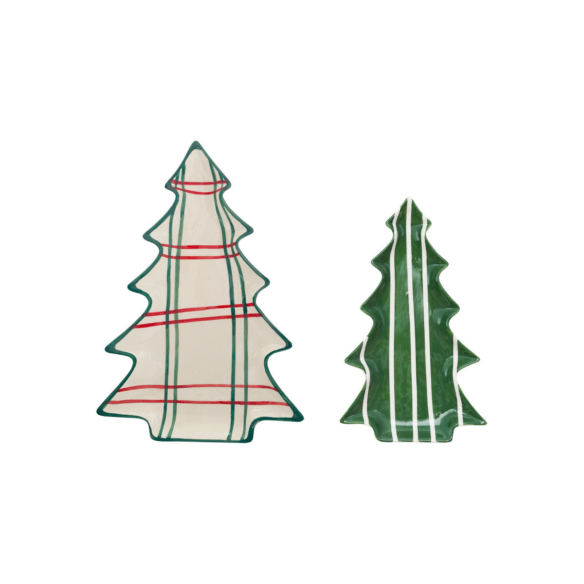 Ceramic Tree Shaped Plates with Stripe Patterns