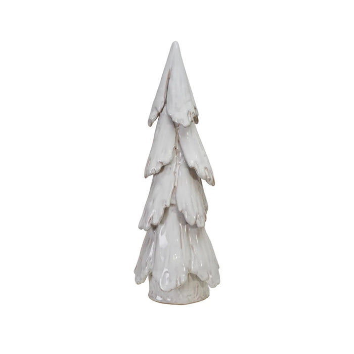 Stoneware Tree, Reactive Glaze, White