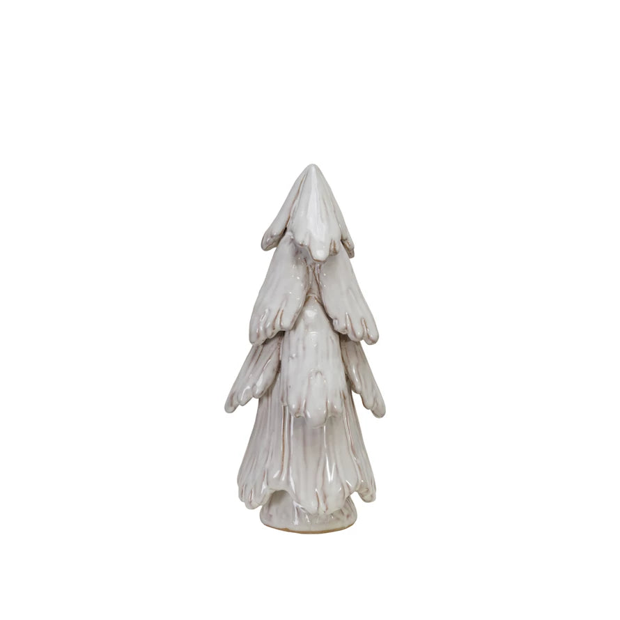 Stoneware Tree, Reactive Glaze, White