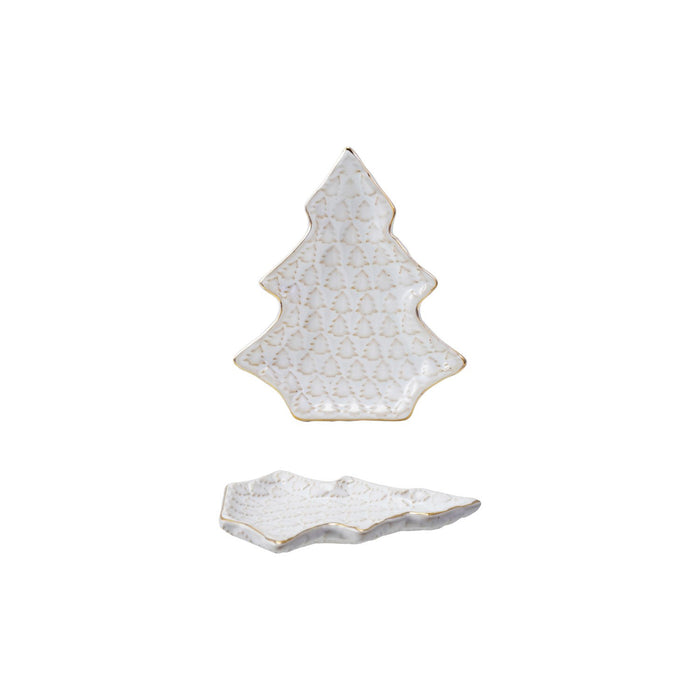 Stoneware Tree Shaped Plate with Trees (Each Will Vary)