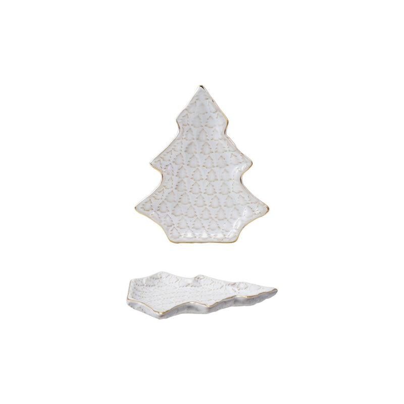 Stoneware Tree Shaped Plate with Trees (Each Will Vary)
