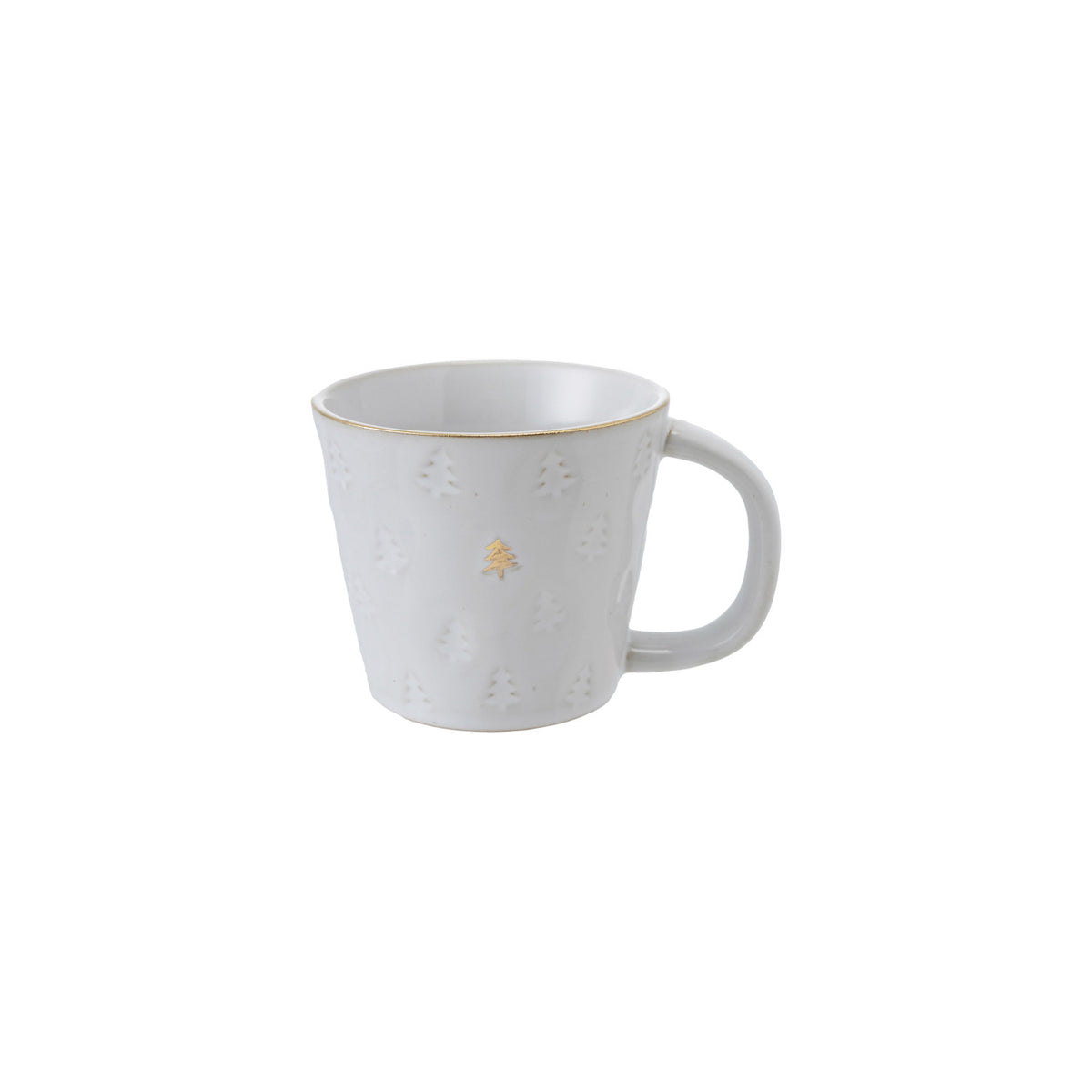 Stoneware Mug w/Trees & Gold Electroplating -10oz