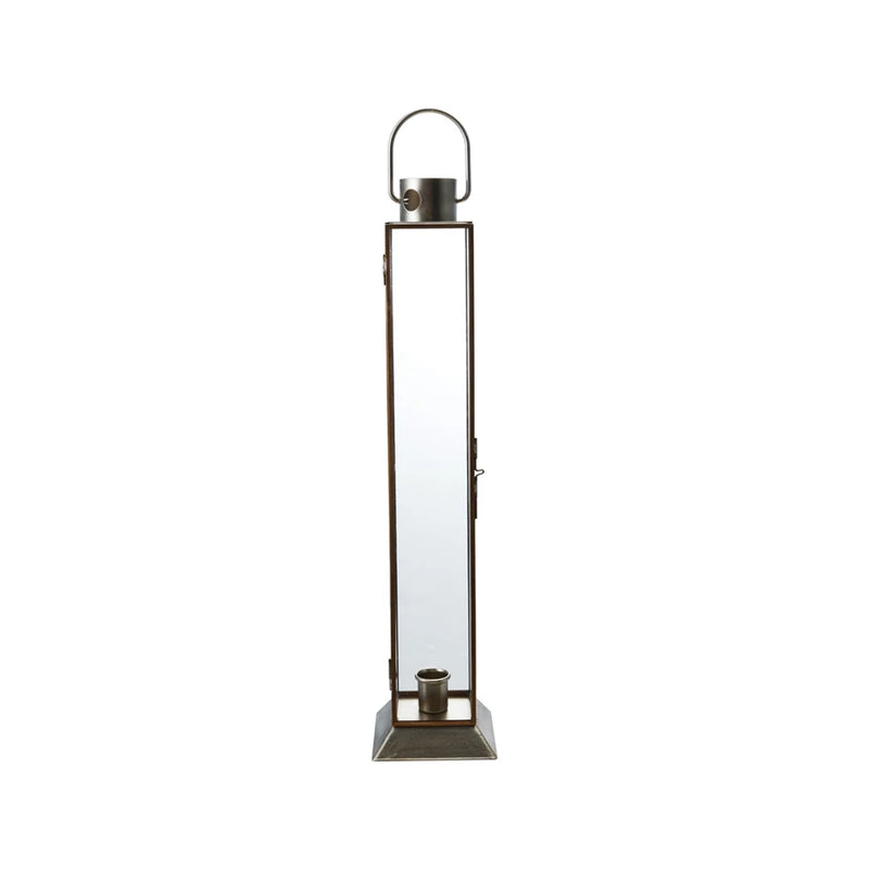 Metal & Glass Lantern Taper Holder - Gold