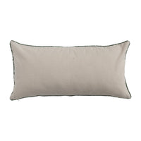 Cotton & Linen Lumbar Pillow with Tree Pattern, Beads & Mini Pom Pom Trim