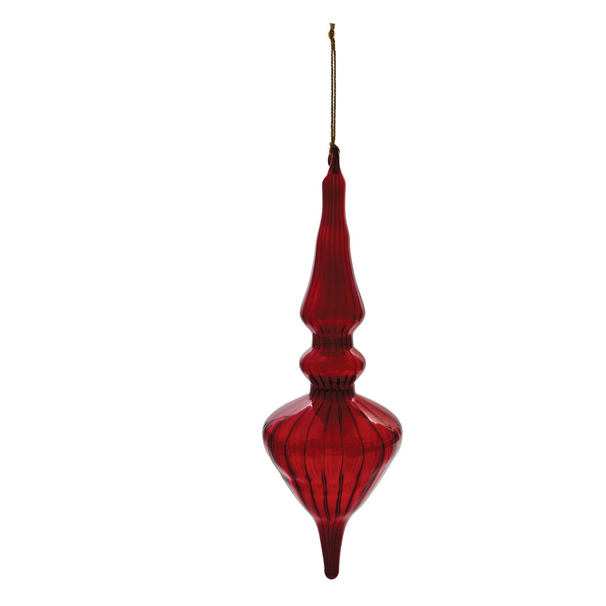 12"H Hand-Blown Glass Finial Ornament, Red
