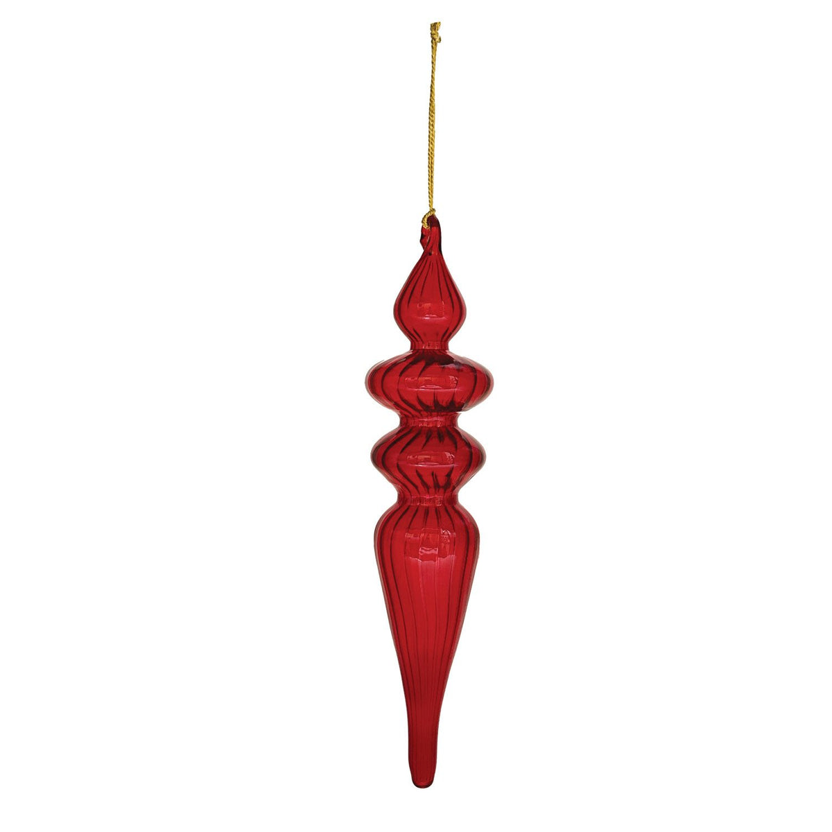 11"H Hand-Blown Glass Finial Ornament, Red