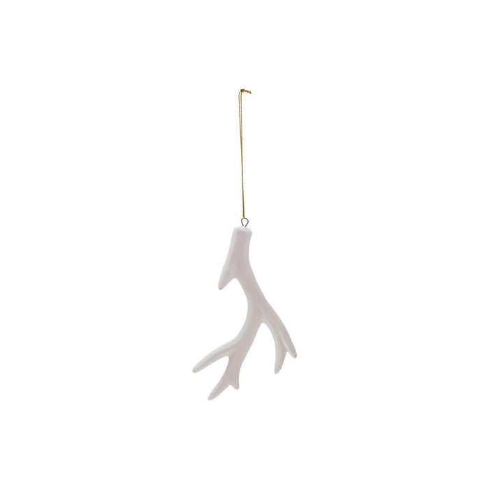 6"H Stoneware Bisque Deer Antler Ornament, White