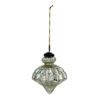4"H Mercury Glass Pleated Ornament, Antique Silver Finish