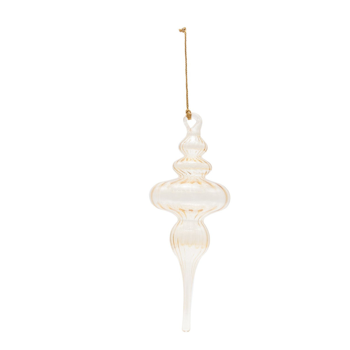 9"H Blown Glass Finial Ornament, Butterscotch Color