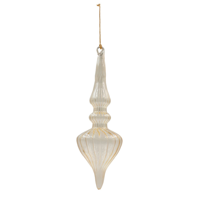 12"H Blown Glass Finial Ornament, Butterscotch Color