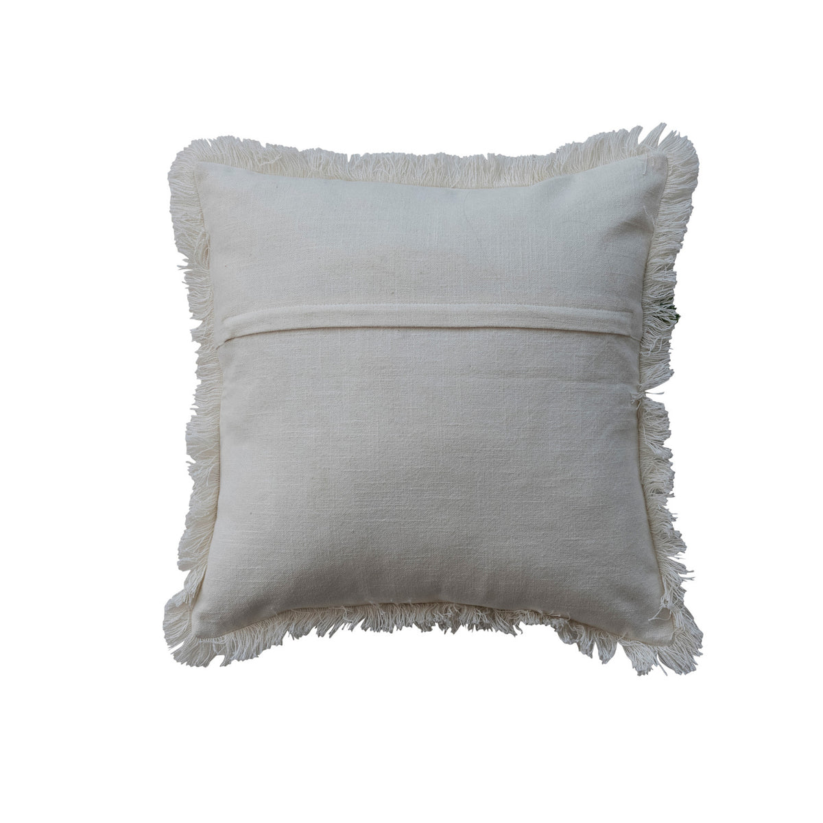 Printed Pillow with Santa, Embroidery & Fringe - 18"