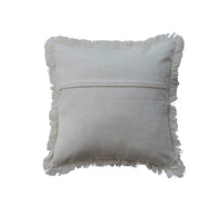 Printed Pillow with Santa, Embroidery & Fringe - 18"