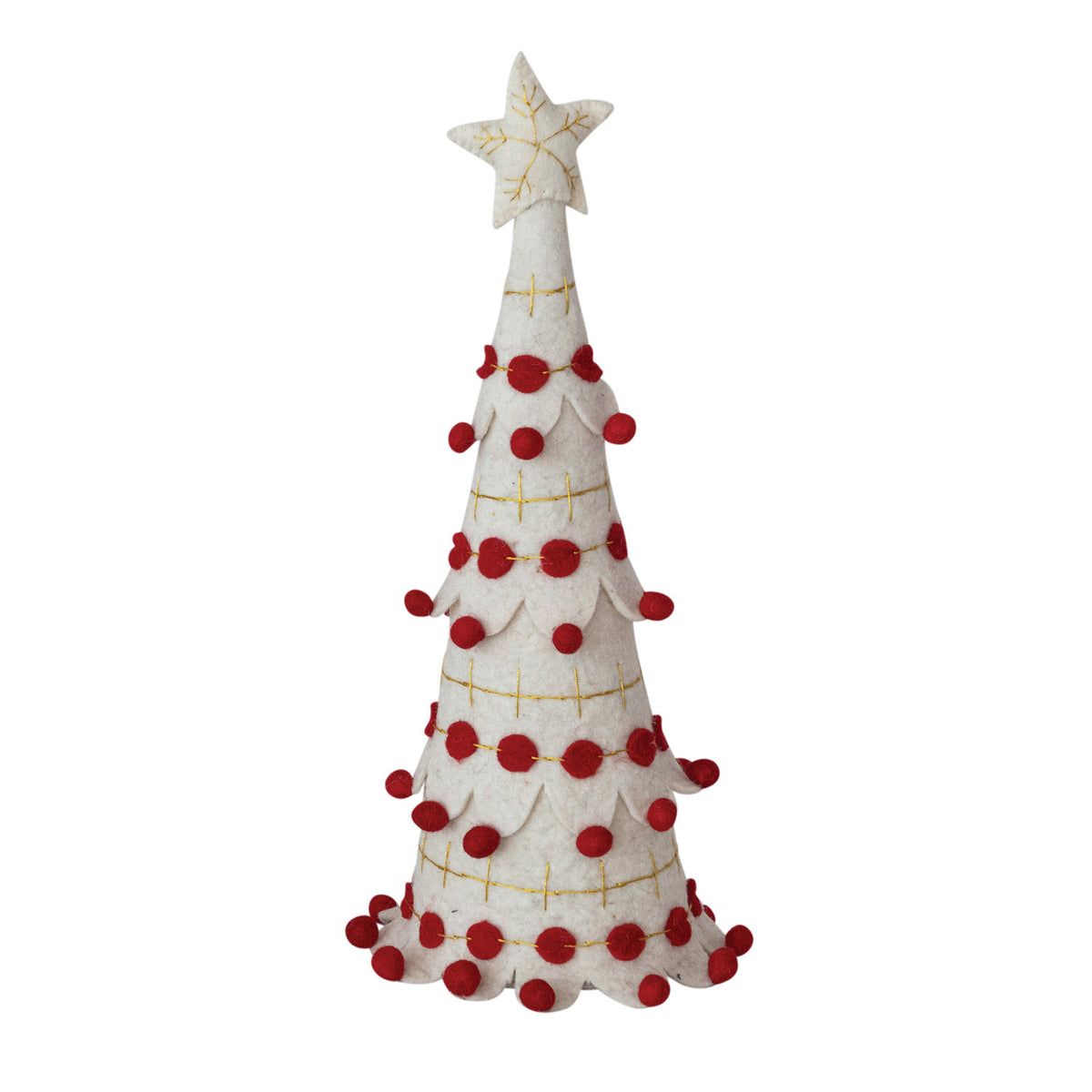 Wool Felt Tree with Star, Pom Poms