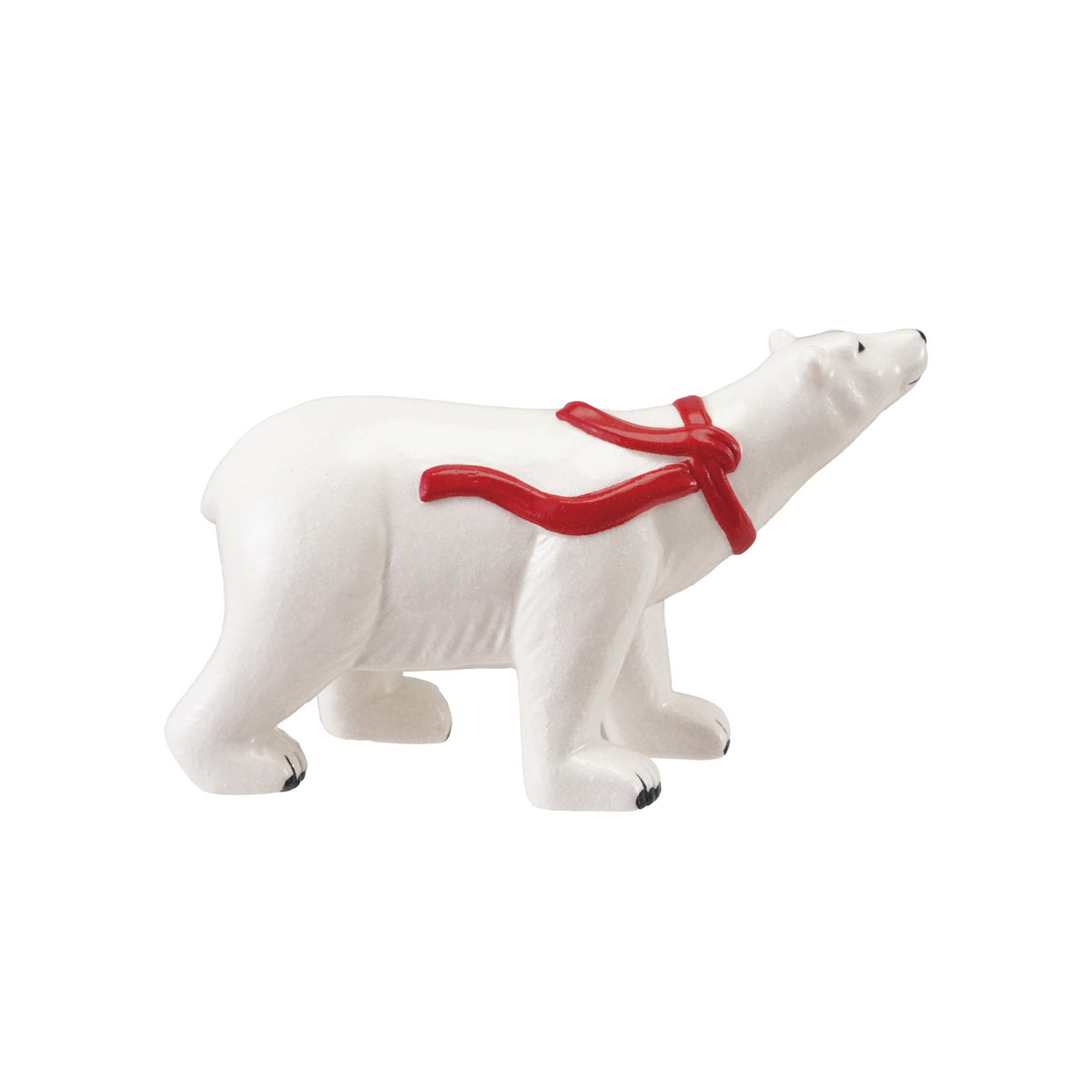 Stoneware Polar Bear with Scarf, White, Red & Black