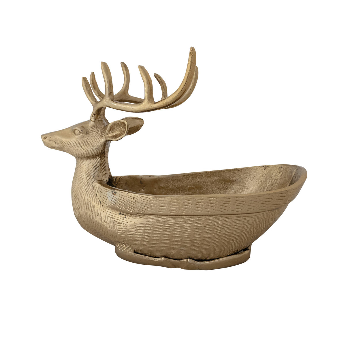 Reindeer Shaped Bowl/Bottle Holder, Gold Finish