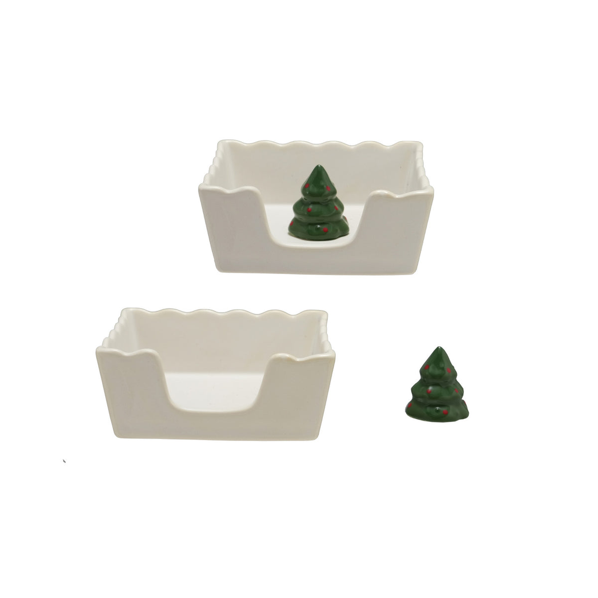 Stoneware Cocktail Napkin Holder with Weight, Set of 2 (Holds 4" Square Napkin)