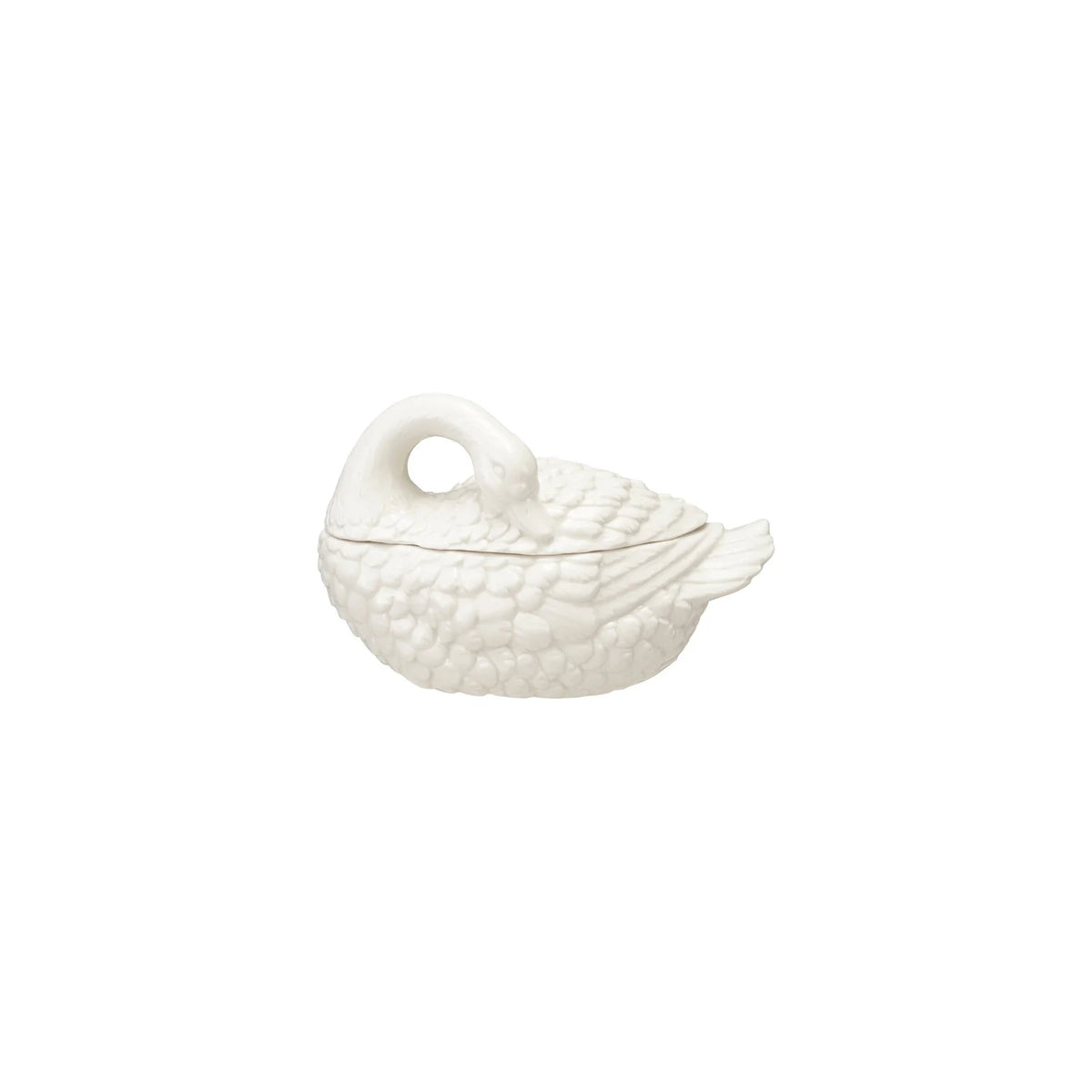 Stoneware Swan Shaped Jar with Lid, White