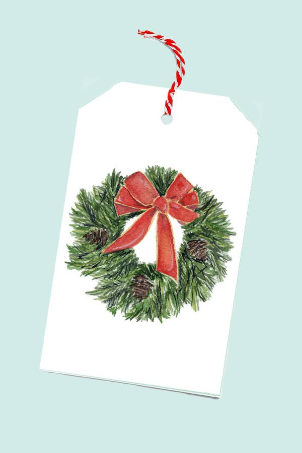 Christmas Wreath Gift Tag - Set of 6