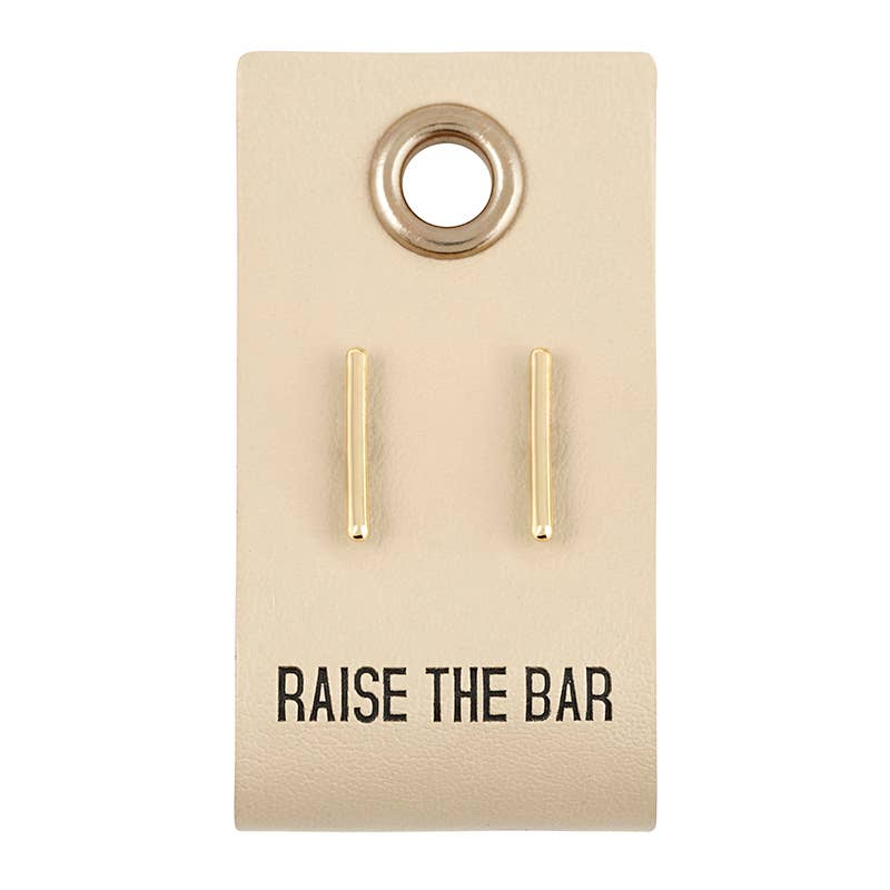 Leather Tag With Earrings - Bar