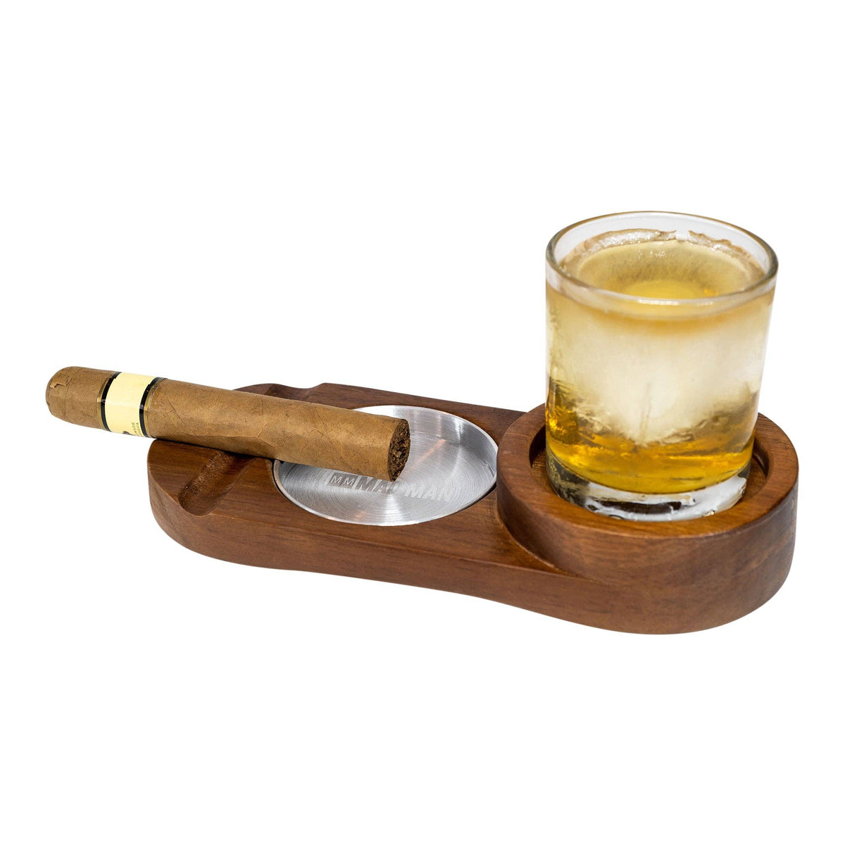 Hardwood Cigar Ashtray & Whiskey Accessory Set