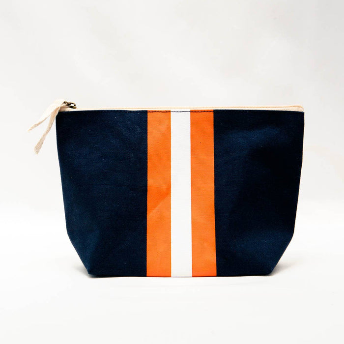 Campus Stripe Cosmetic   Blue/White/Orange   10.25x6.75x3