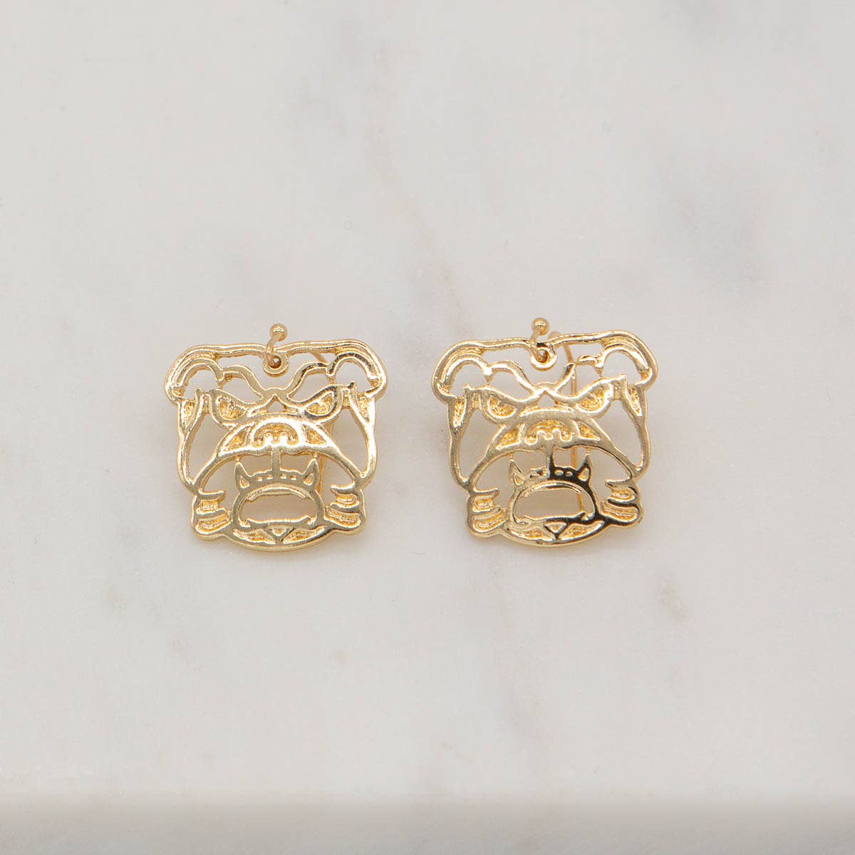 Bulldog Earrings- Gold 1"