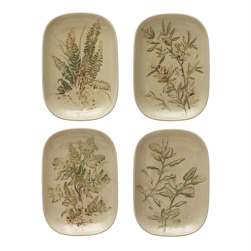 Botanical Pattern Stoneware Dish