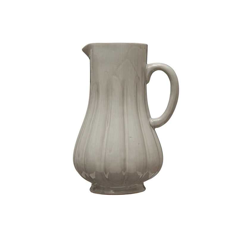 62 oz. Stoneware Fluted Pitcher, Reactive Glaze