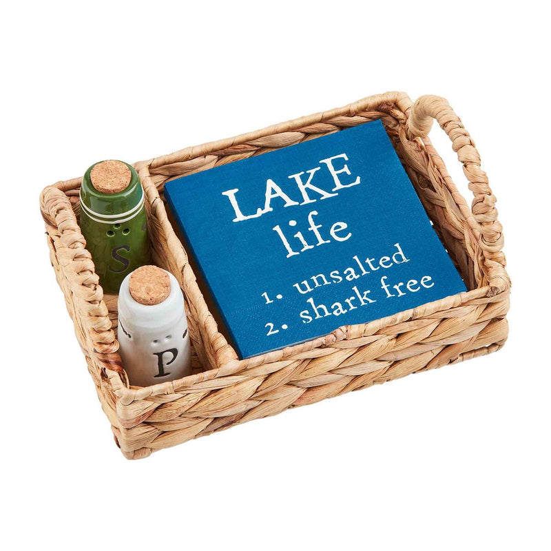 LAKE SALT/PEPPER & NAPKIN BASKET SET