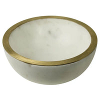 Loren Bowl with Brass Edge, Marble - Large