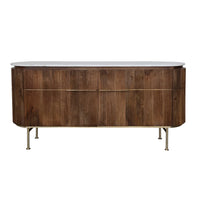 Ribbed Mango Wood Console Table w/ Marble Top