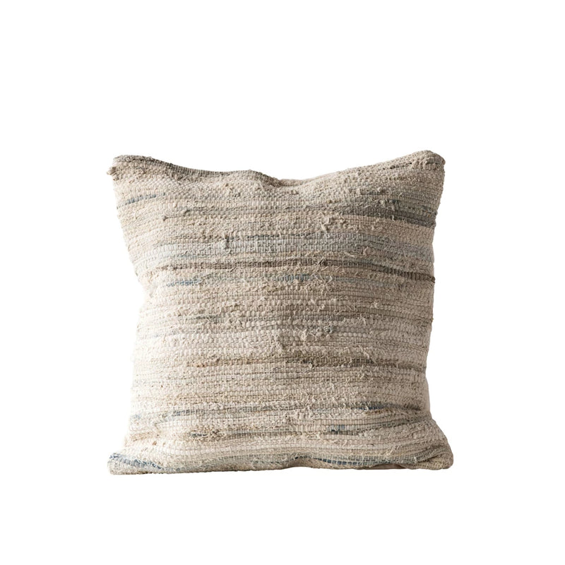 24" Recycled Cotton & Canvas Chindi Pillow