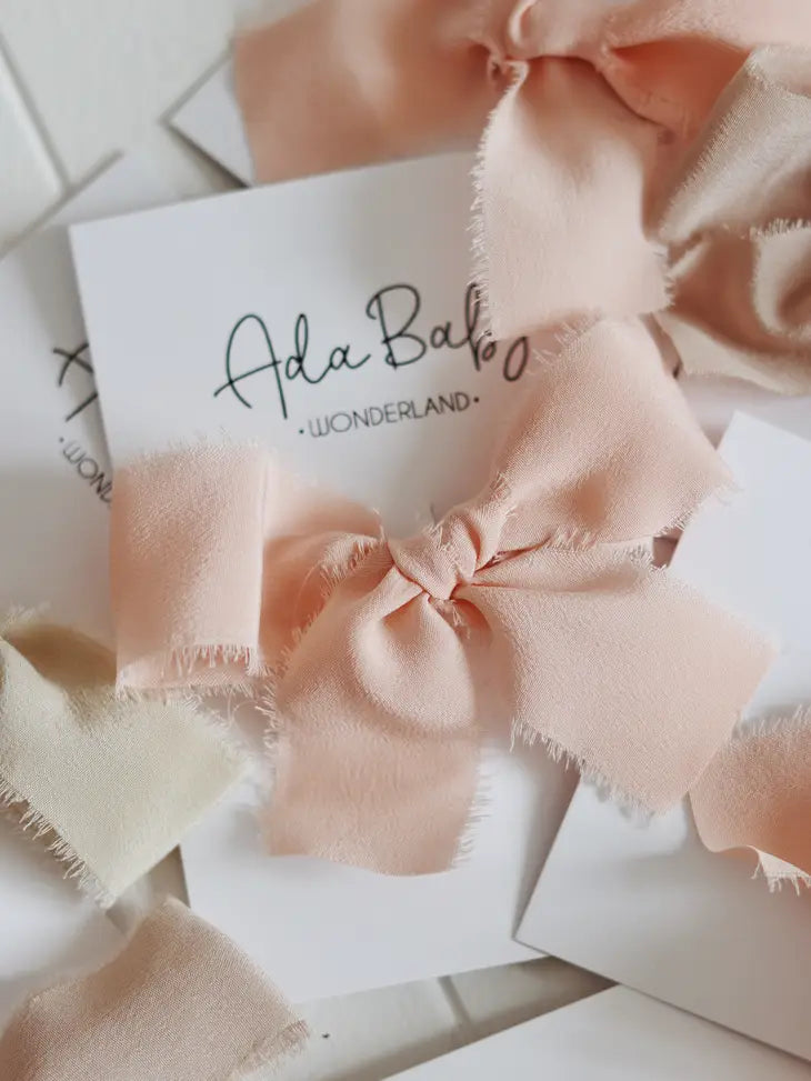 Silk Hairbow Clip - Salmon