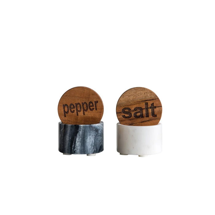 Salt or Pepper Container with Wood Lid Set of 2