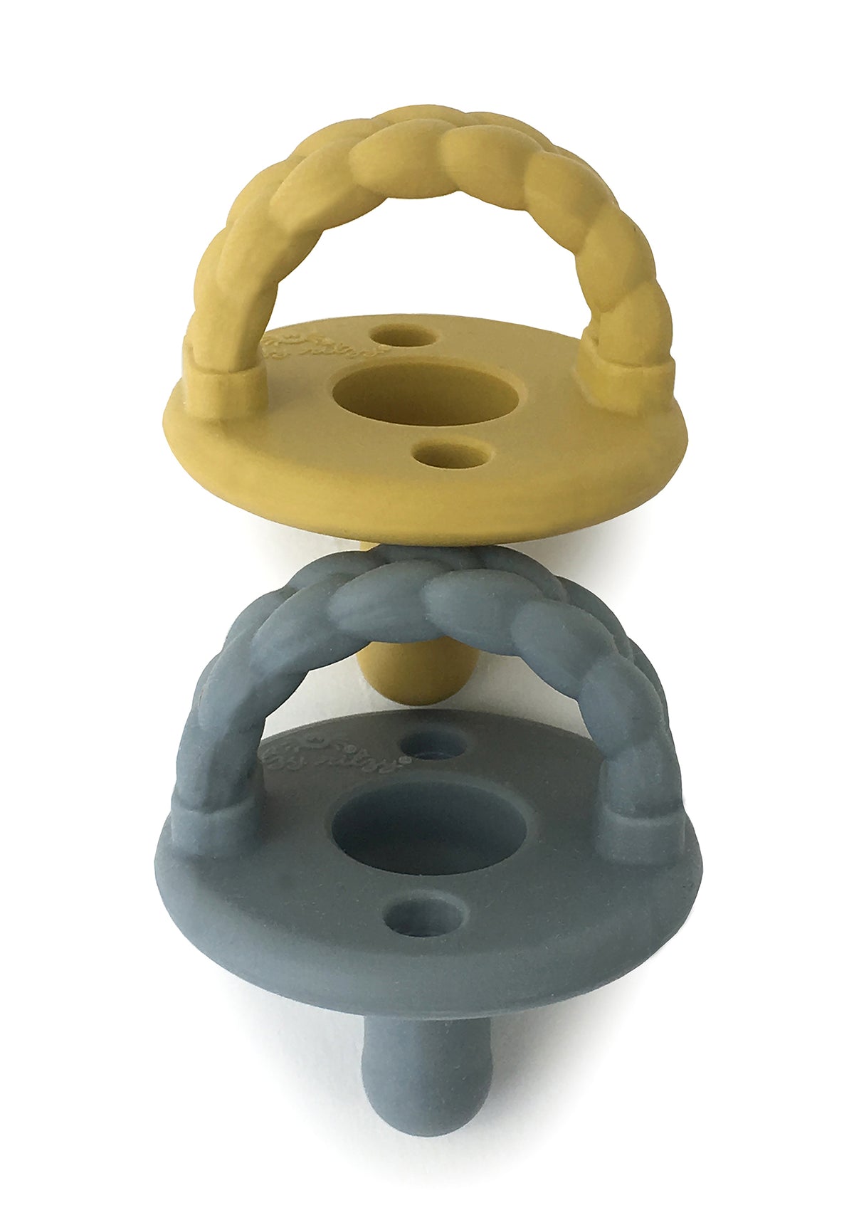 Sweetie Soother Pacifier Sets (2-pack) Mustard + Gray Braids