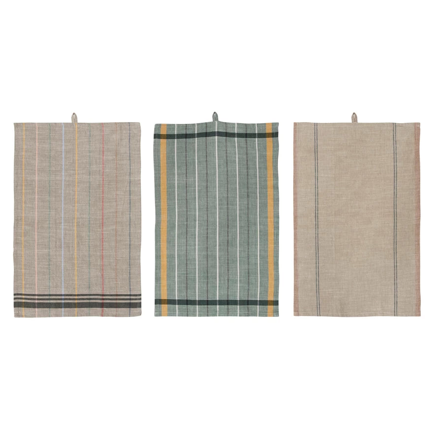 Woven Cotton Tea Towel with Stripes
