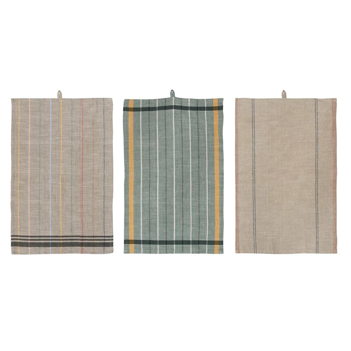 Woven Cotton Tea Towel with Stripes
