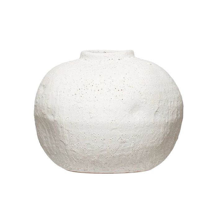 Terracotta Vase with Matte White Volcano Finish