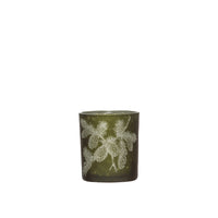 Glass Candle Holder w/Etched Pinecones